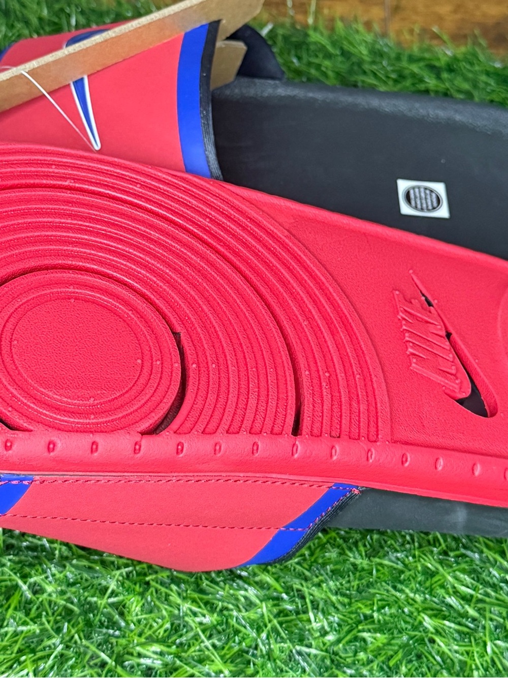 Nike Red and Blue Slide Sandals